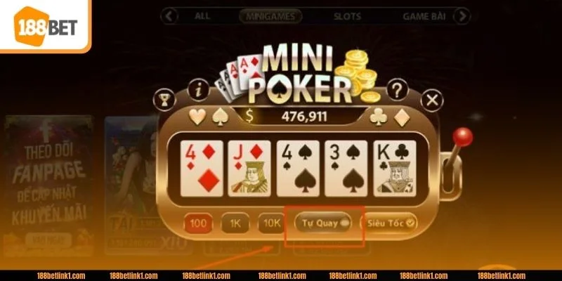 Game Mini Poker là tựa game thịnh hành tại 188 BET.