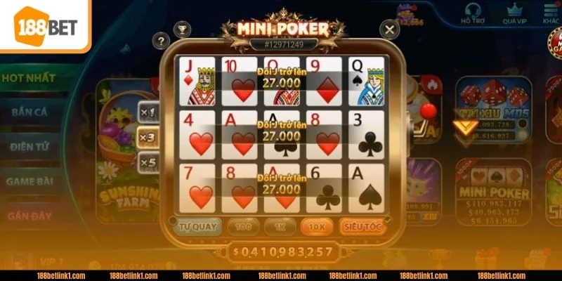 Luật chơi Mini Poker đa được rút gọn rất nhiều.